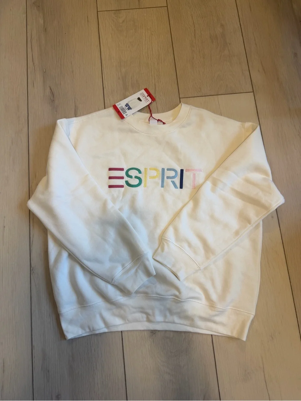 Esprit Off-White Crewneck with Multicolor Embroidered Logo - Picture 2 of 2
